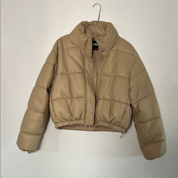 Zara Jackets & Blazers - faux leather puffer